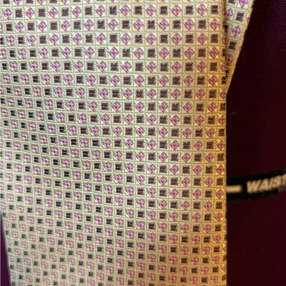 British Oxford Silk Classic Beige and Pink Patterned Men's Tie Made in London